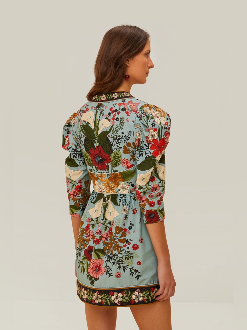 Farm Rio Blue Beauty Bouquet Mini Dress - Picture 2 of 7
